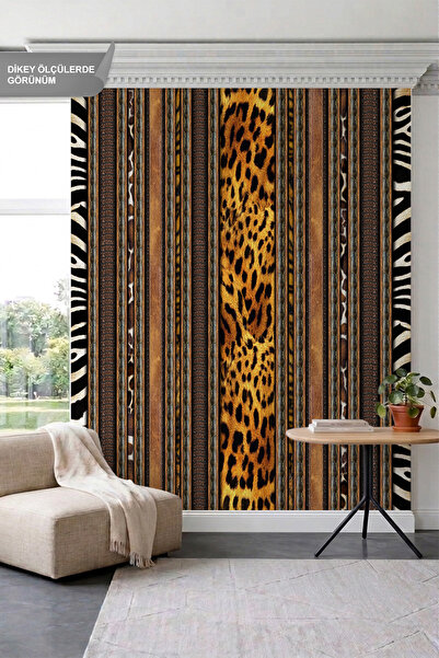 dreamwall Leopar, Zebra ve Hayvan Derisi Dokulu Dikey Şeritli Tek Parça Tekst...