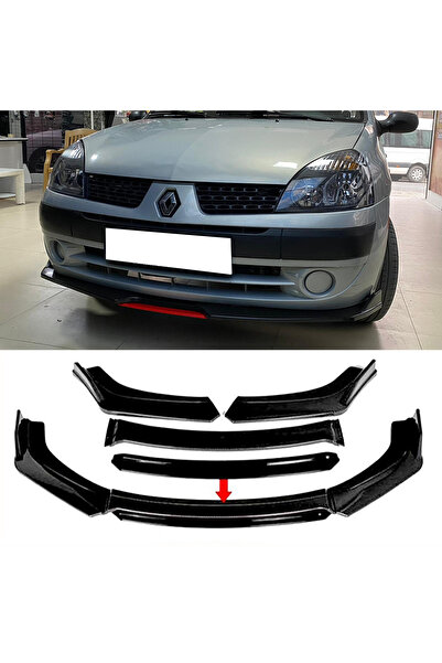 HasAkman Renault Clio Symbol Siyah Renkli Şeritli Dilli Ön Lip 4 Prç Parlak S...