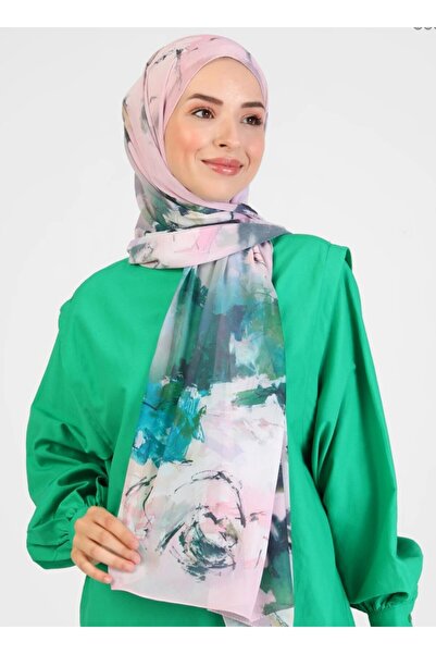 Differenza Rose Painted Patterned Shawl - Powder