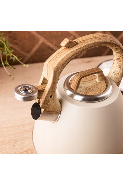 Klausberg Oală de gaz din oțel inoxidabil cu fluier, bej, 2.5L, pentru inducție.