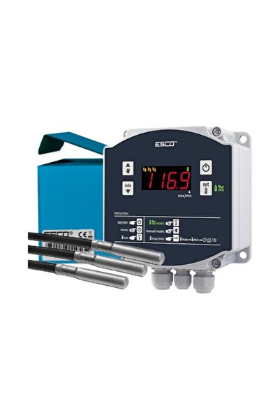 esco TERMOMETRU ERMETIC CU 3 CANALE, ALARME MIN/MAKS, IEȘIRE DE ALARME