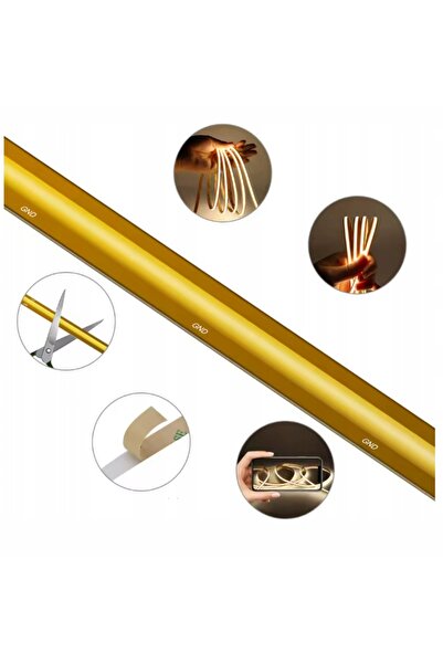 NO BRAND Bandă LED COB tip neon, 24V, 5m, 528 LED-uri, Alb Cald 3000K, cu pos...