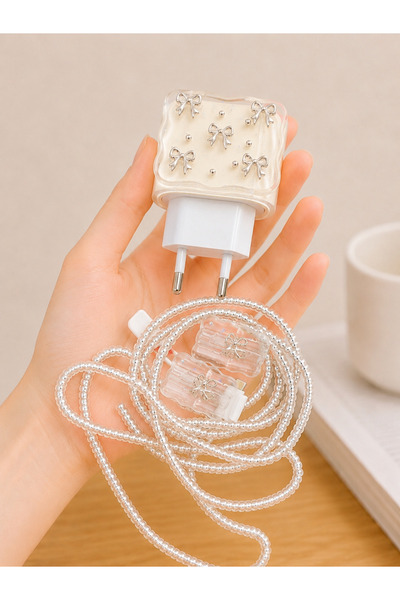 Phonextra iPhone 20W Şarj Adaptörü Başlığı Koruyucu 5’li Set Boncuklu Kablo A...