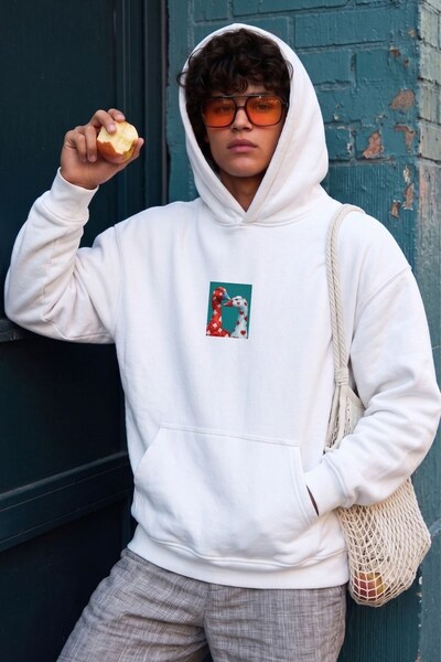 GIA - ART Men's Oversize Sweatshirt Hoodie Birds Atelier Printed White – Hood...
