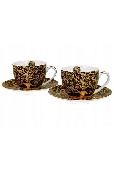 Duo 2x Cești de cafea și ceai Gustav Klimt „Arborele vieții” – cadou, 2x270 ml
