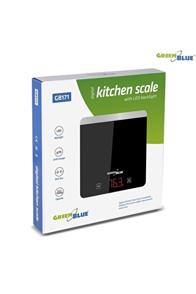 Greenbluespice KUCHENNA SLIM ELECTRONIC LED 5kg / 1g VERDE-ALBASTRU GB171 STICLA
