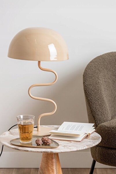 Leitmotiv Lampă de masă, lampă metalică, lampă ciupercă maro pentru living, s...