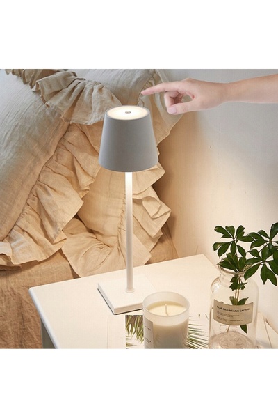 Anytech Lampă de masă LED, lumină de noapte pentru birou, control tactil, albă