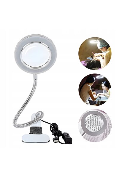 NO BRAND Lampă LED cu lupă, suport de masă, inel de prindere, 10W, USB, RT0370