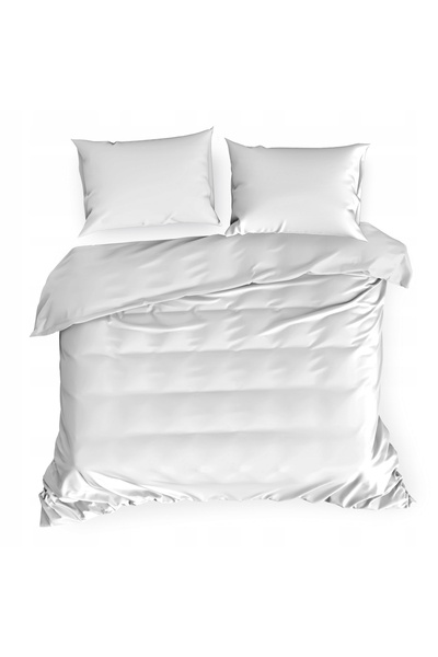 Eurofirany Lenjerie de pat din bumbac satinat 180 x 200 Culoare uni 3 piese N...