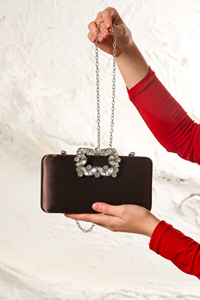 ROZA CANTA Brown Satin Women's Evening Dress Wedding Evening Bag