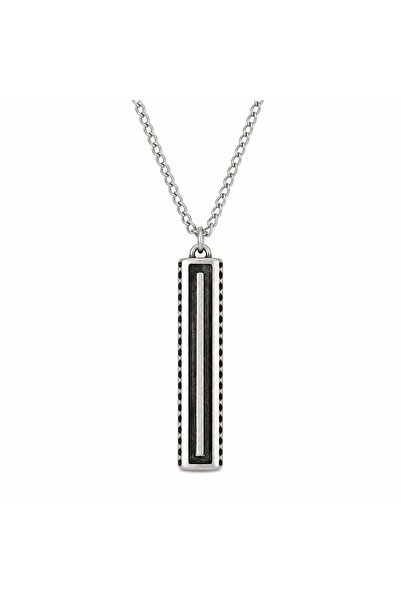 HER ŞEY NOTA www.herseynota.com Black Detailed Rectangular Bar Men's Necklace
