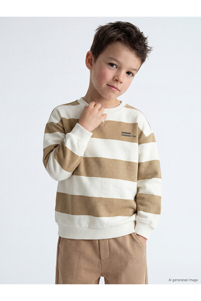 LC Waikiki Crew Neck Striped Boy's Sweatshirt