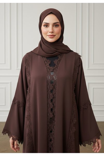 Nukhbaa Muna Tiered Lace Abaya | Nida Fabric