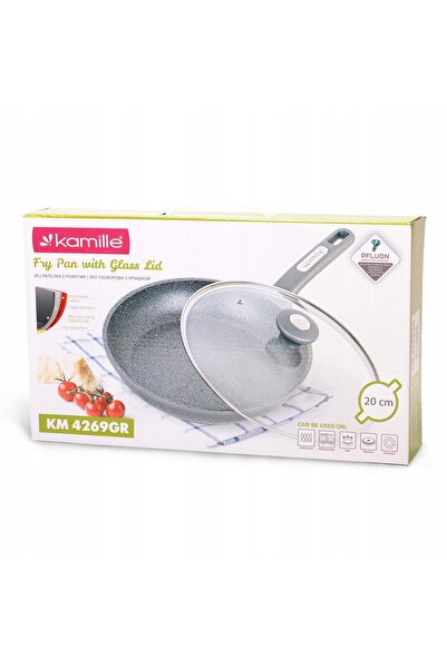 Kamille Tigaie din granit 20 cm cu capac, pentru inducție și gaz