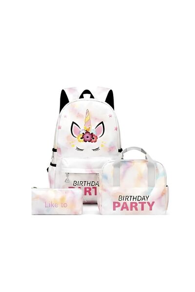 Generic Brand 3 in 1 school bag, Unicorn model, with insulated bag and pencil...