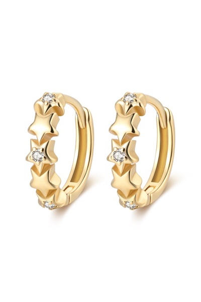 Choice17 PAE195 925 Sterling Silver Sparkling Golden Simple Heart-Shaped Wome...