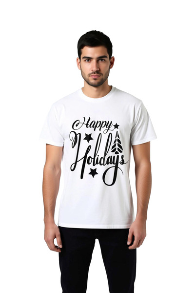 PayBuy Men's Holiday Themed Retro Text Printed Short Sleeve Round Neck Cotton...
