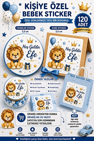 Emtory Gift Aslan Kral | Kişiye Özel Sticker - Süsleme Sticker - Paketleme St...