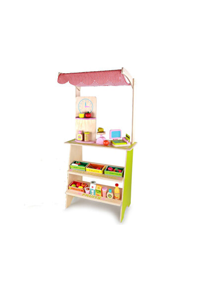 OEM Stand de joacă din lemn cu fructe și legume – Piața copiilor cu accesorii