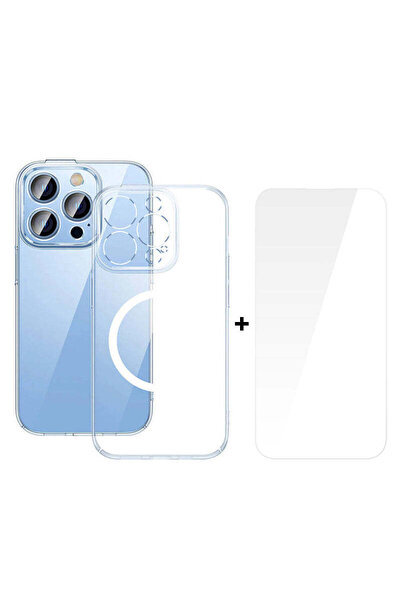 Baseus Husă Seria Crystal pentru iPhone 14 Plus Magnetică + Sticlă securizată