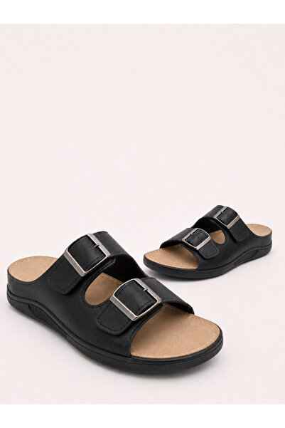 mtz Men's Double Buckle Slide Sandals, Two-Strap Open Toe Slip-On Shoes with ...