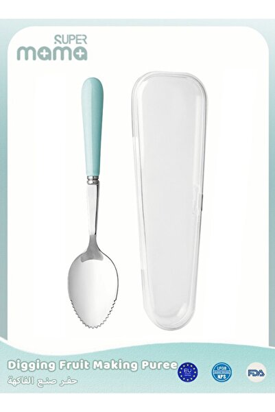 SUPERMAMA 1 Piece 304 Stainless Steel Spoon, Baby Feeding Serrated Spoons, Ki...