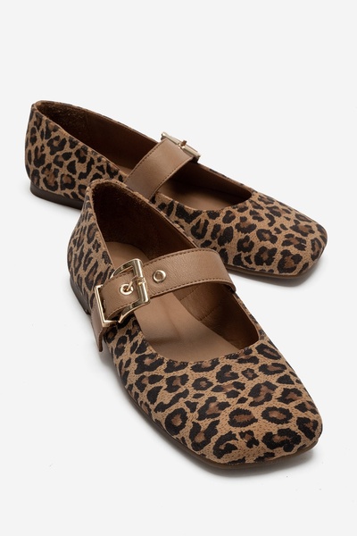 LuviShoes حذاء باليه نسائي من الجلد الطبيعي من JONAS باللونين الأسود والأصفر ...