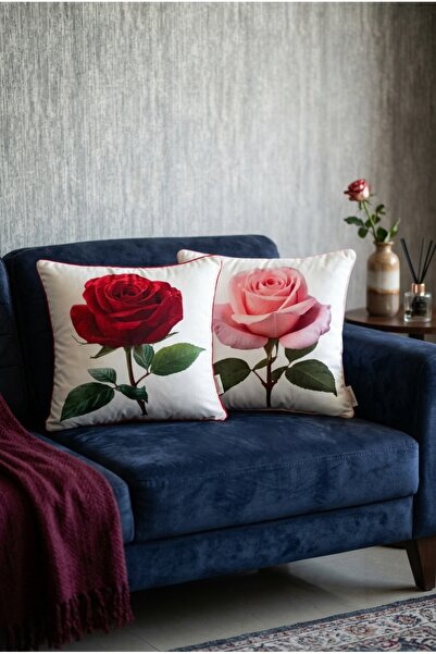 Rayda Home 1 Piece Red Rose 1 Piece Pink Rose Digital Printing Piping Detaile...