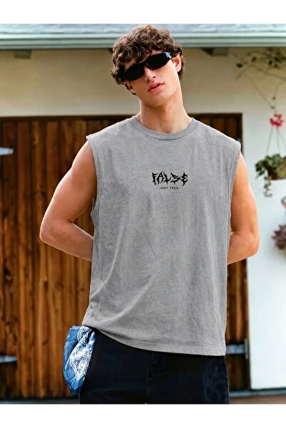 FUFLUNS False Printed Men's Regular Fit Crew Neck Sports Sleeveless T-Shirt