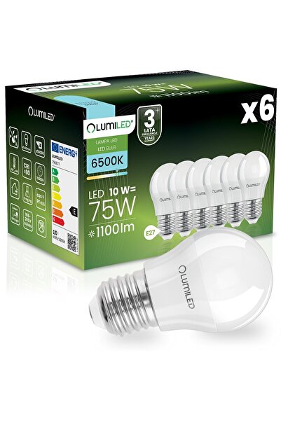 Lumiled 6x Bec LED E27 Tip Bilă P45 10W = 75W 1100lm 6500K Rece 180 °