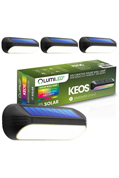 Lumiled 4x Lampă solară LED de grădină, Aplica de perete, Fațadă, 3000K + RGB...