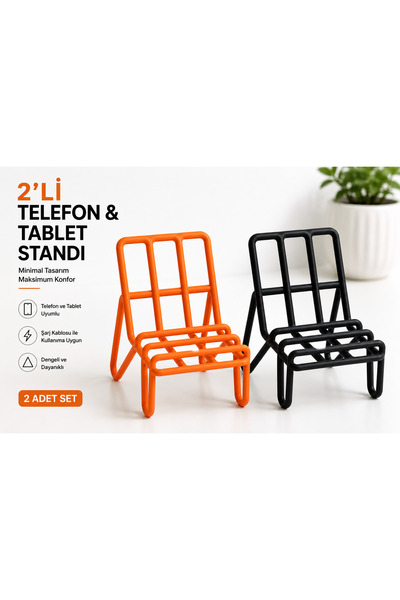 ATB Design Solutions 2'li Telefon ve Tablet Standı | 3D Baskı Masaüstü Telefo...