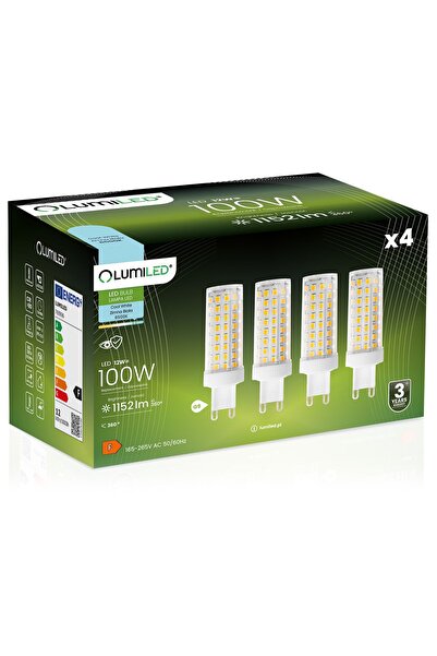 Lumiled 4x Bec LED G9 tip capsulă 12W = 100W 1152lm 6500K Lumină rece 360 °