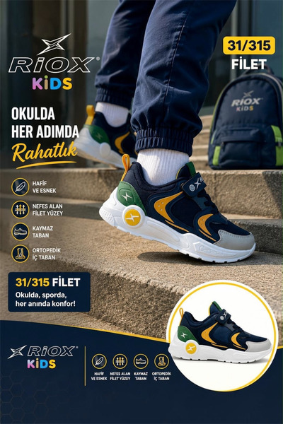 ALTUNTAŞ Boys' Velcro Non-Slip Sole Casual Sports Shoes Sneaker School Shoes