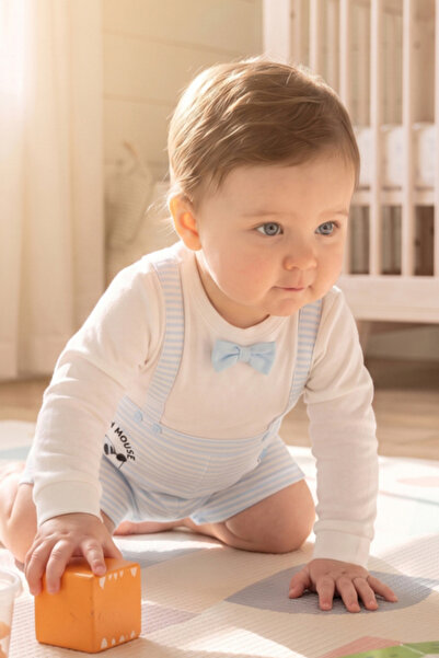 R&B Mickey Mouse Print Rompers with Long Sleeves