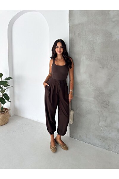 TheyYou Women's Woven Pleated Balloon Pants