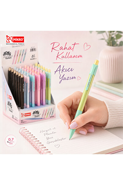 Mikro 0.7 mm Pastel Versatil Kalem Renkli Uçlu Kalem Mekanik Kurşun Kalem Oku...