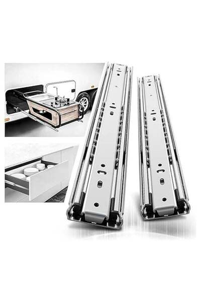 Duravel Heavy Duty Ball Bearing Drawer Slides, Steel Cabinet Rails, Full Exte...