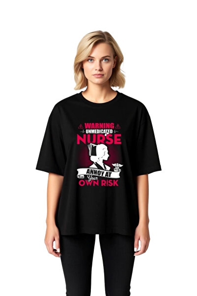 PayBuy Women's Oversize Nurse Printed T-Shirt Humorous Design Relaxed Fit Dai...