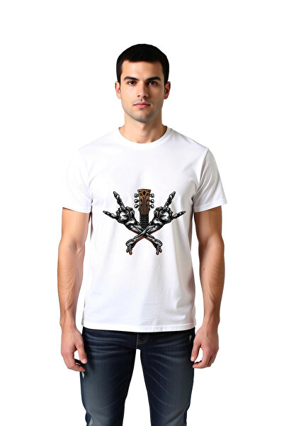 PayBuy Ανδρικό μπλουζάκι με στάμπα Violinist Skeleton Hands Rock Gesture