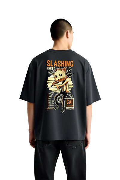 PayBuy Party Cat Design Printed Men's Oversize T-Shirt for Adults