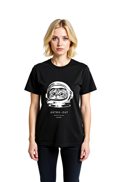 PayBuy Tricou casual pentru femei, cu mânecă scurtă, cu imprimeu cu pisici as...