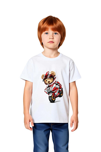 PayBuy Children's Motorcycle Racer Bear Printed Short Sleeve T-Shirt Dynamic ...