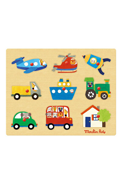 Moulin Roty Puzzle cu buton Vehicule,