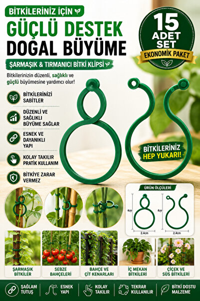 Tor Store 15'li Set Sarmaşık Bitki Fide Bağlama Sabitleme Klipsi Sarmaşık Bit...
