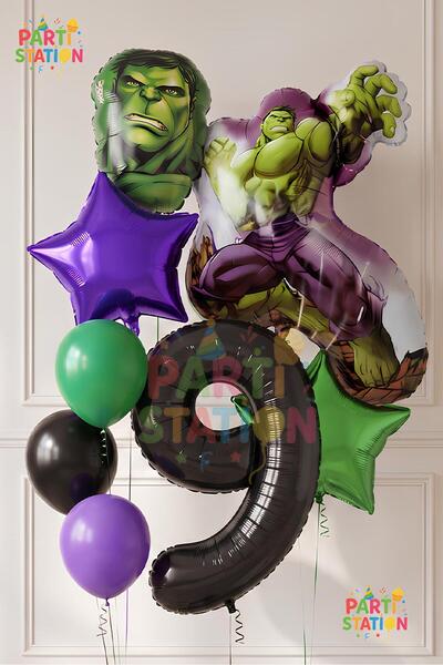 Parti Station Avengers Hulk Balloon 9 Year Old Set 8 Piece Hulk Birthday Set