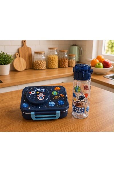 A&A Çocuk Beslenme Seti – 4 Bölmeli Kaşıklı Beslenme Kutusu, 500 ml Pipetli S...