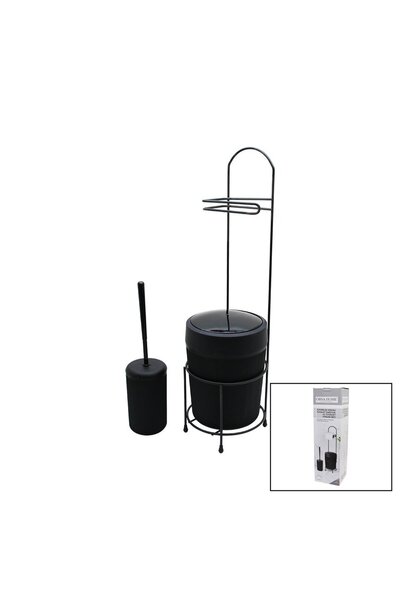 ORSA -990 ( Yuvarlak ve Siyah Plastik Çöp Kovalı Metal Ayaklı WC Kağıtlık WC ...