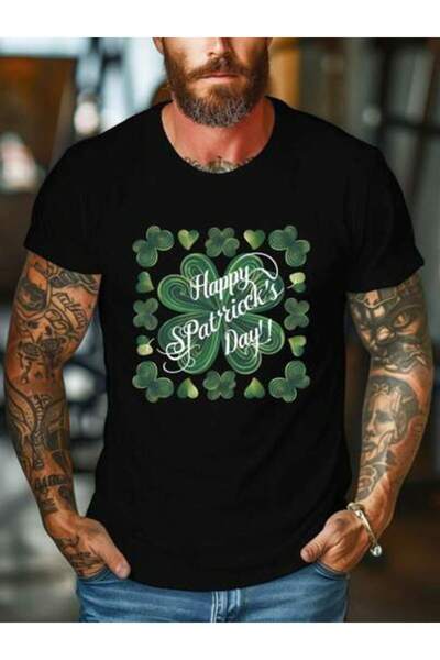 k222 Men's Happy St. Patrick's Day Graphic T-Shirt, 220g Pure Cotton, Casual ...